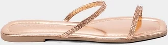 Imagem principal Rasteira Penélope Tiras Slim Strass Rose Gold Ouro Rose PENÉLOPE Ouro Rose