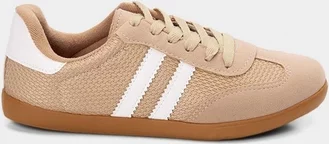 Imagem principal Tênis Casual Feminino Penélope Detalhe Recorte Camurça Bege PENÉLOPE Bege