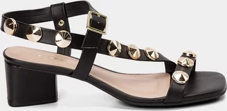 Imagem principal Sandália Feminina Penélope Salto Médio Geométrico Tachas Preto PENÉLOPE Preto