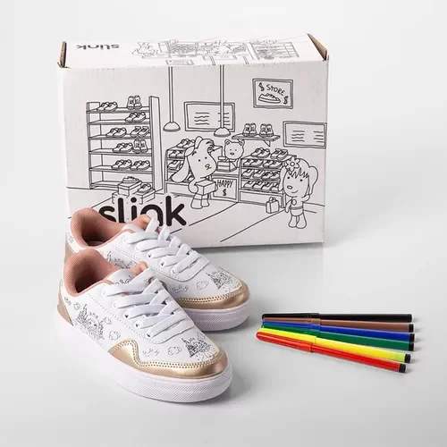 Tênis Casual Infantil Slink Metalizado + Brinde 6 Canetinhas & Bronze