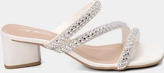 Imagem principal Tamanco Feminino Penélope Salto Médio Geométrico Strass Off White PENÉLOPE Off White