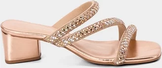 Imagem principal Tamanco Feminino Penélope Salto Médio Geométrico Strass Rose Gold Ouro Rose PENÉLOPE Ouro Rose