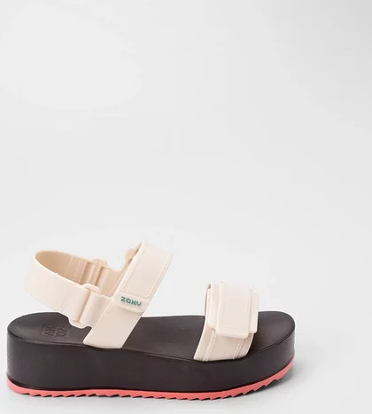Imagem principal Sandália Feminina Zaxy Flatform Tiras Contato Bege Bege