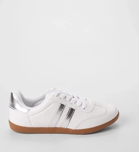 Imagem principal Tênis Casual Feminino Penélope Detalhe Recorte Metalizado Off White PENÉLOPE Off White