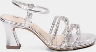 Sandália Feminina Mississipi Tiras Entrelaçadas Em Strass Metalizado