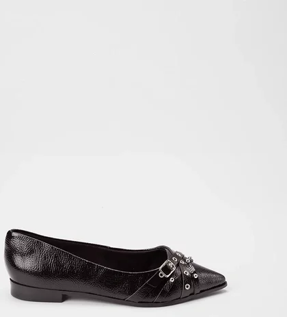 Imagem principal Sapatilha Feminina Gabriela Multitiras Fivela Detalhe Ilhós & Tachas Preto GABRIELA Preto