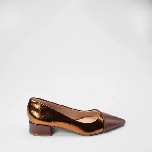 Scarpin Feminino Gabriela Salto Bloco Baixo Metalizado