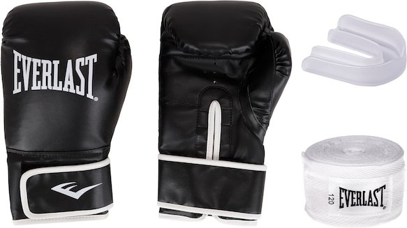 Kit de Boxe Everlast: Bandagem + Protetor Bucal + Luvas de Boxe Treino Core - Adulto