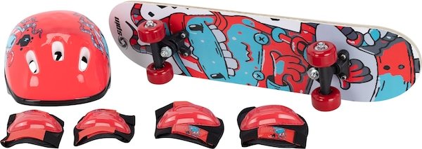 Imagem principal Skate Infantil Spin Monster com Kit Protetor Capacete + 1 Par de Cotoveleira + 1 Par de Joelheira VERMELHO Spin VERMELHO