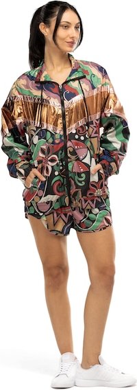 Jaqueta Farm Nylon Floresta Cor com Forro Feminina