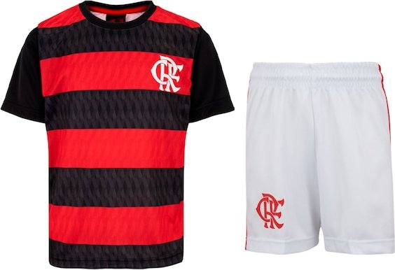 Kit de Uniforme do Flamengo Infantil Braziline Mini Craque Camiseta + Calção