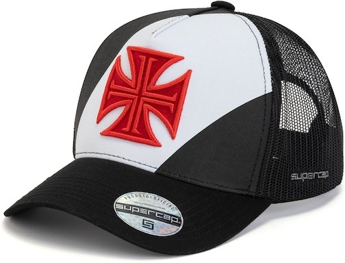 Boné do Vasco da Gama Aba Curva Supercap Trucker Strapback Faixa e Cruz de Malta Adulto