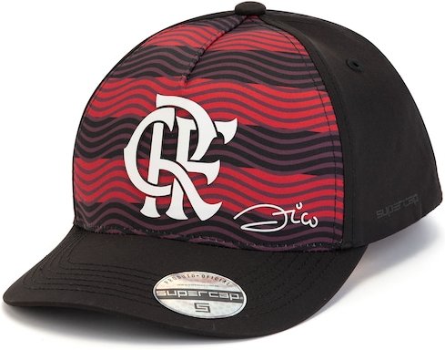 Boné do Flamengo Aba Curva Supercap Zico Snapback Listras Sub Frente e Símbolo Adulto