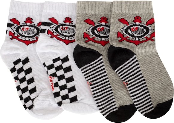 Kit de Meias do Corinthians Rikam Soquete Tamanho 21 ao 24