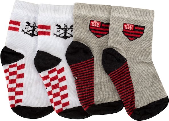 Kit de Meias do Flamengo Rikam Soquete Tamanho 21 ao 24