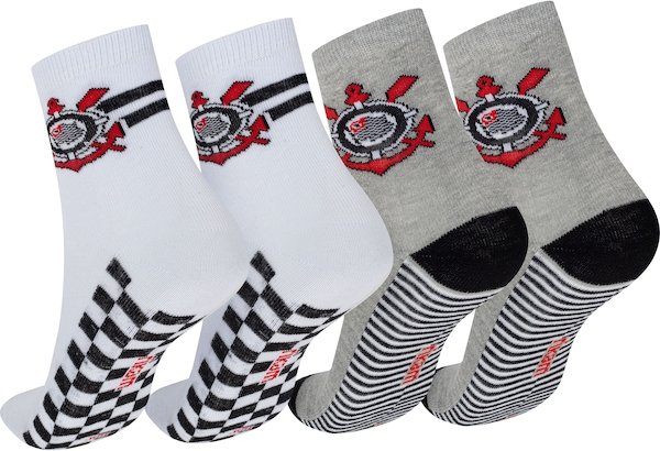 Kit de Meias do Corinthians Rikam Soquete Tamanho 29 ao 33