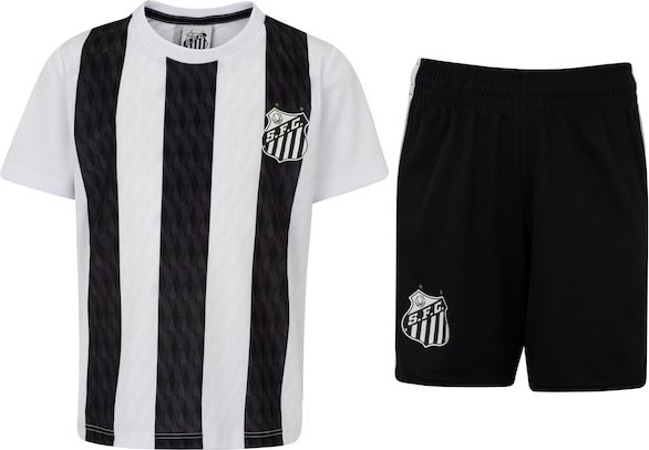 Kit de Uniforme do Santos Infantil Braziline Mini Craque Camiseta + Calção