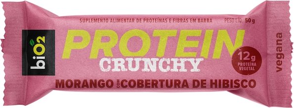 Imagem principal Barra de Proteína Bio2 Vegan Crunchy Cobertura de Hibisco 50g MORANGO Bio2 MORANGO