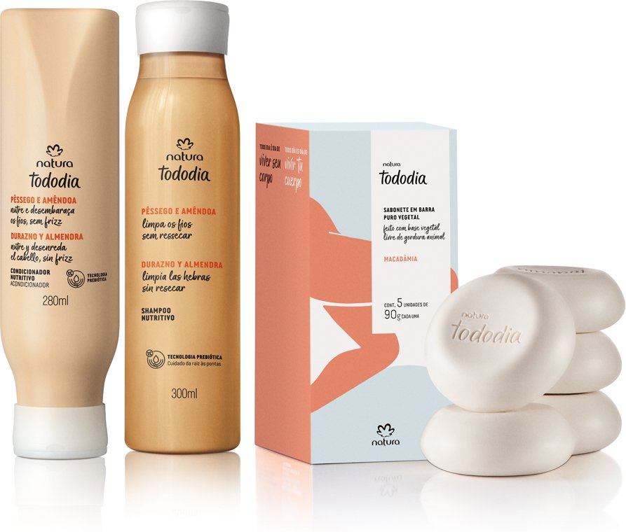 Imagem principal Kit Nutritivo Tododia Pêssego e Amêndoa e Sabonete Macadâmia (3 produtos) Natura BR Natura BR