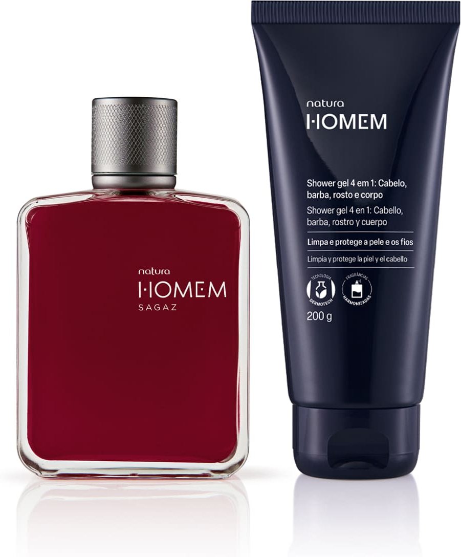 Kit Shower Gel 4 em 1 e Deo Parfum Natura Homem Sagaz