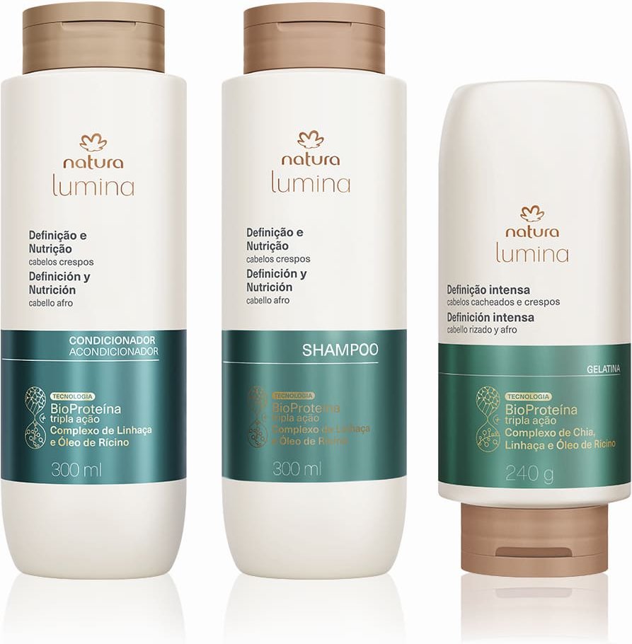 Imagem principal Kit Lumina Crespos Shampoo, Condicionador e Gelatina (3 produtos) Natura BR Natura BR