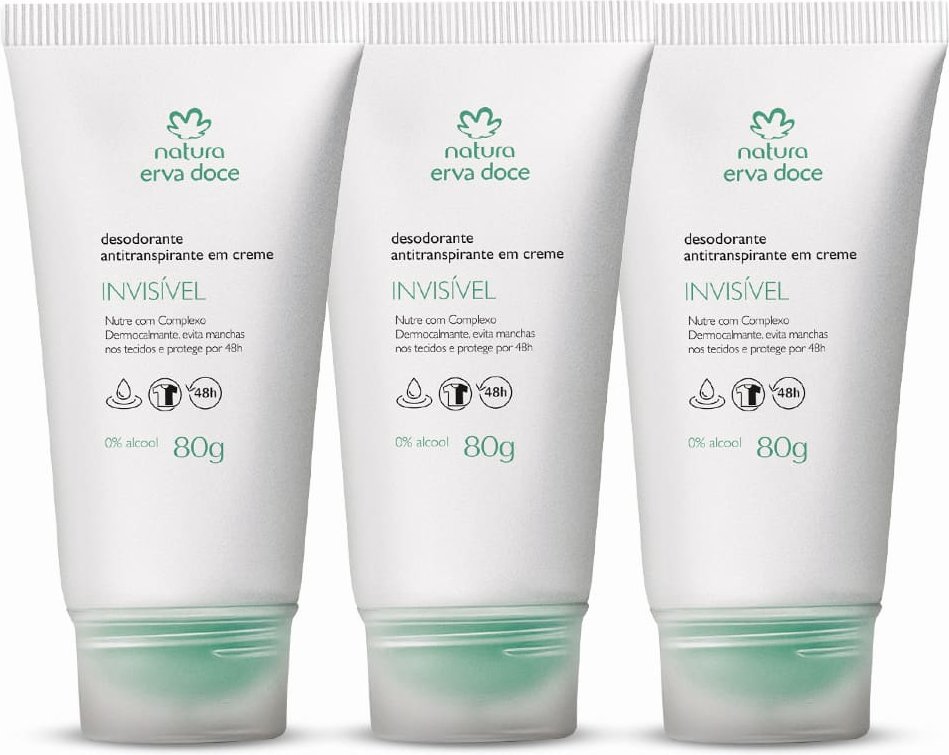 Imagem principal Kit Desodorante Antitranspirante em Creme Erva Doce (3 unidades) Natura BR Natura BR