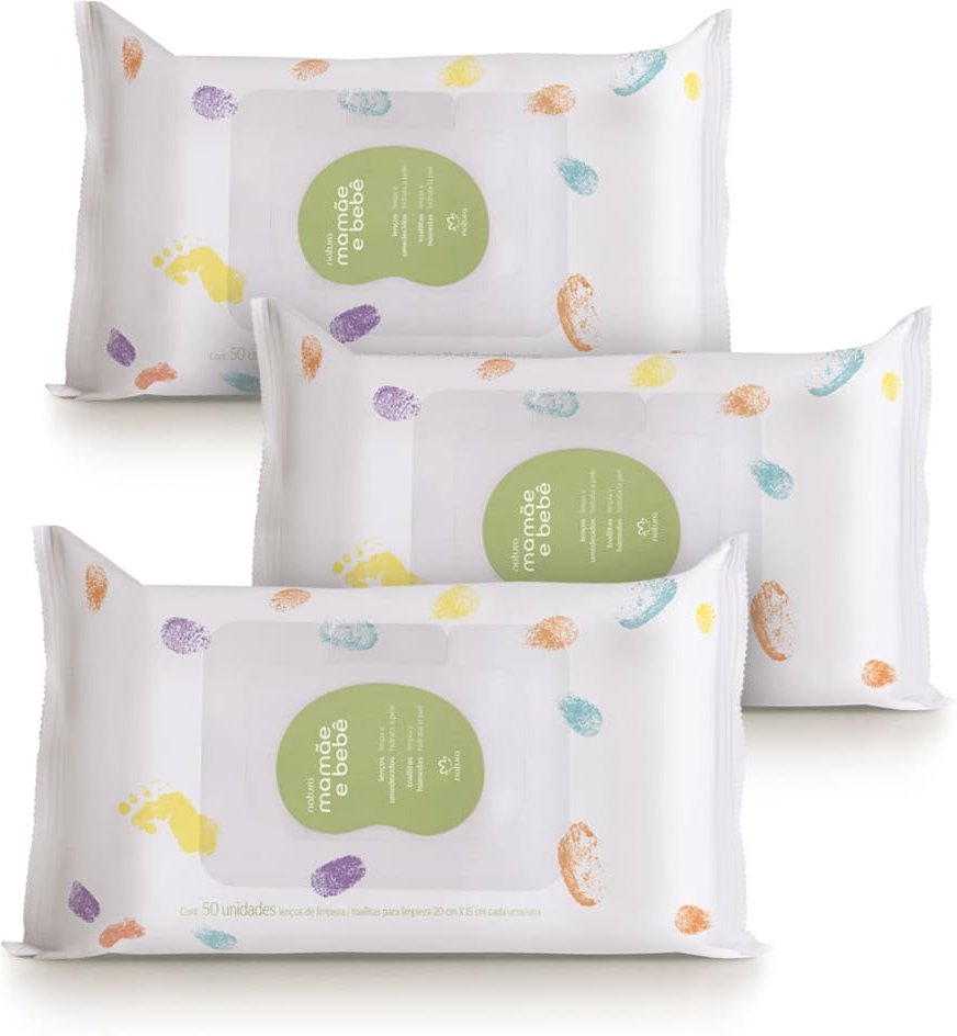 Imagem principal Kit Lenços Umedecidos com Fragrância Mamãe e Bebê (3 unidades) Natura BR Natura BR