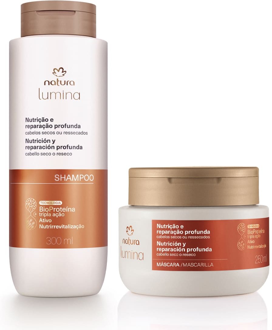 Imagem principal Kit Shampoo e Máscara Lumina para Nutrição e Reparação Profunda (2 produtos) Natura BR Natura BR