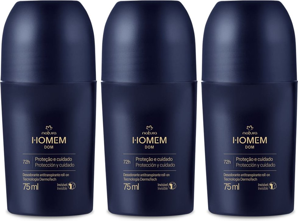 Imagem principal Kit Desodorante Antitranspirante Roll-On Natura Homem Dom (3 unidades) Natura BR Natura BR