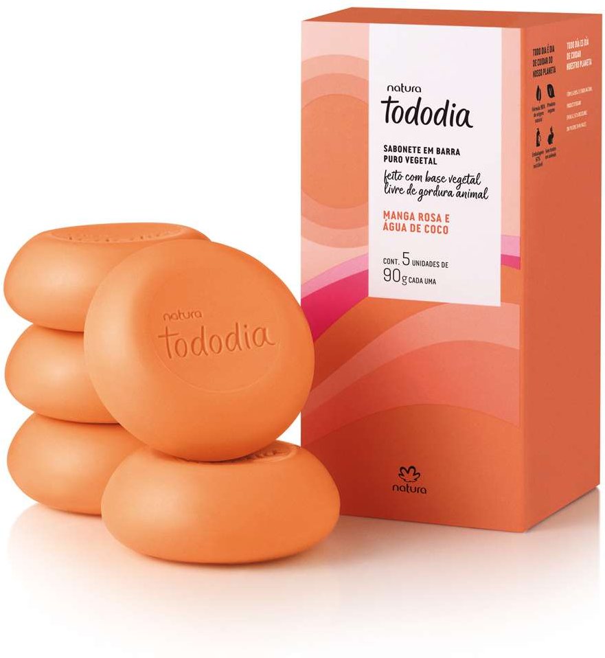 Imagem principal Sabonete em Barra Puro Vegetal Tododia Manga Rosa e Água de Coco (5 unidades) Natura BR Natura BR