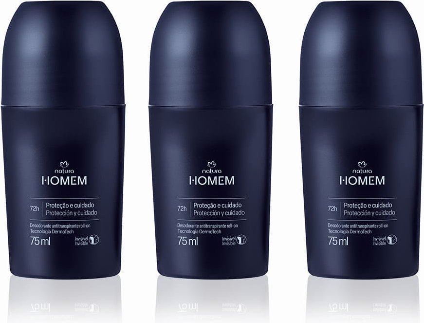 Imagem principal Kit Desodorante Antitranspirante Roll-On Natura Homem Clássico (3 unidades) Natura BR Natura BR