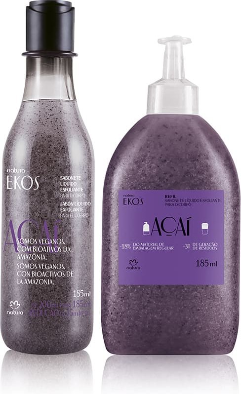Imagem principal Kit Ekos Sabonete Líquido Esfoliante Açaí com Refil (2 produtos) Natura BR Natura BR