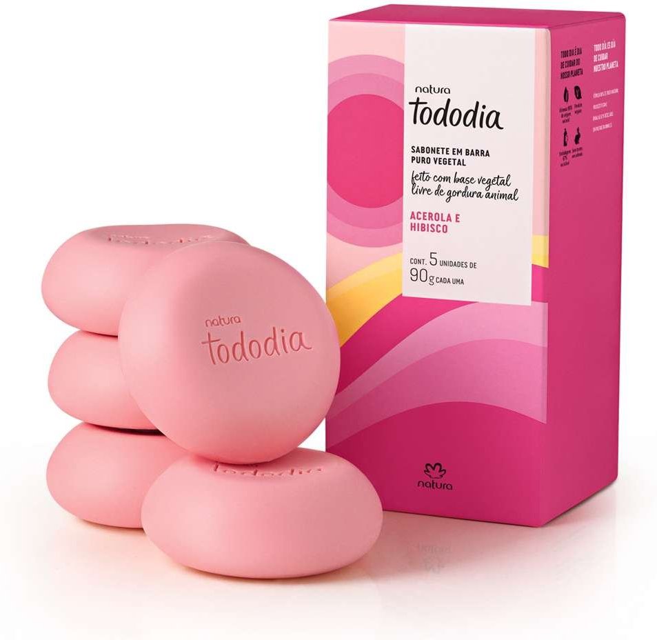 Imagem principal Sabonete em Barra Puro Vegetal Tododia Acerola e Hibisco (5 unidades) Natura BR Natura BR