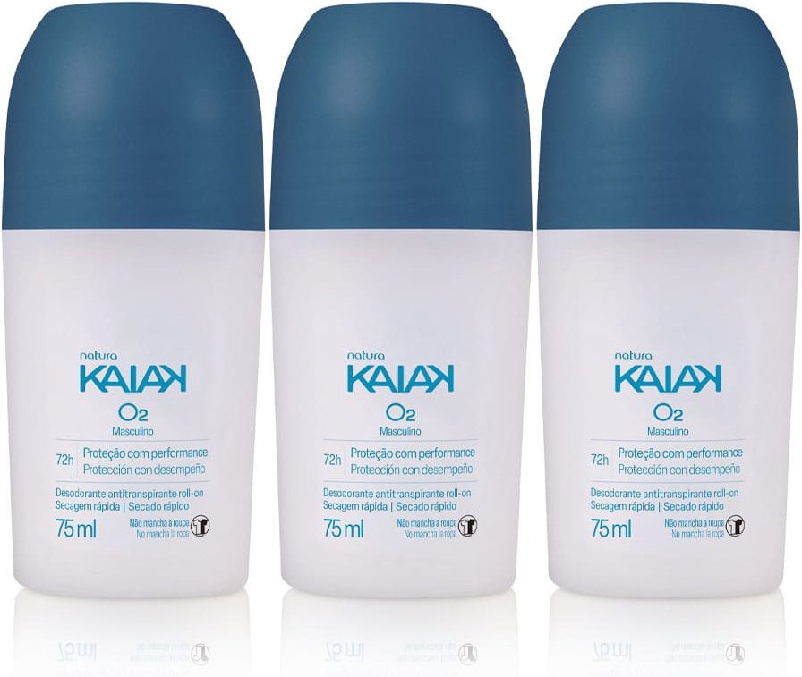 Imagem principal Kit Desodorante Antitranspirante Roll-on Kaiak O2 Masculino (3 unidades) Natura BR Natura BR