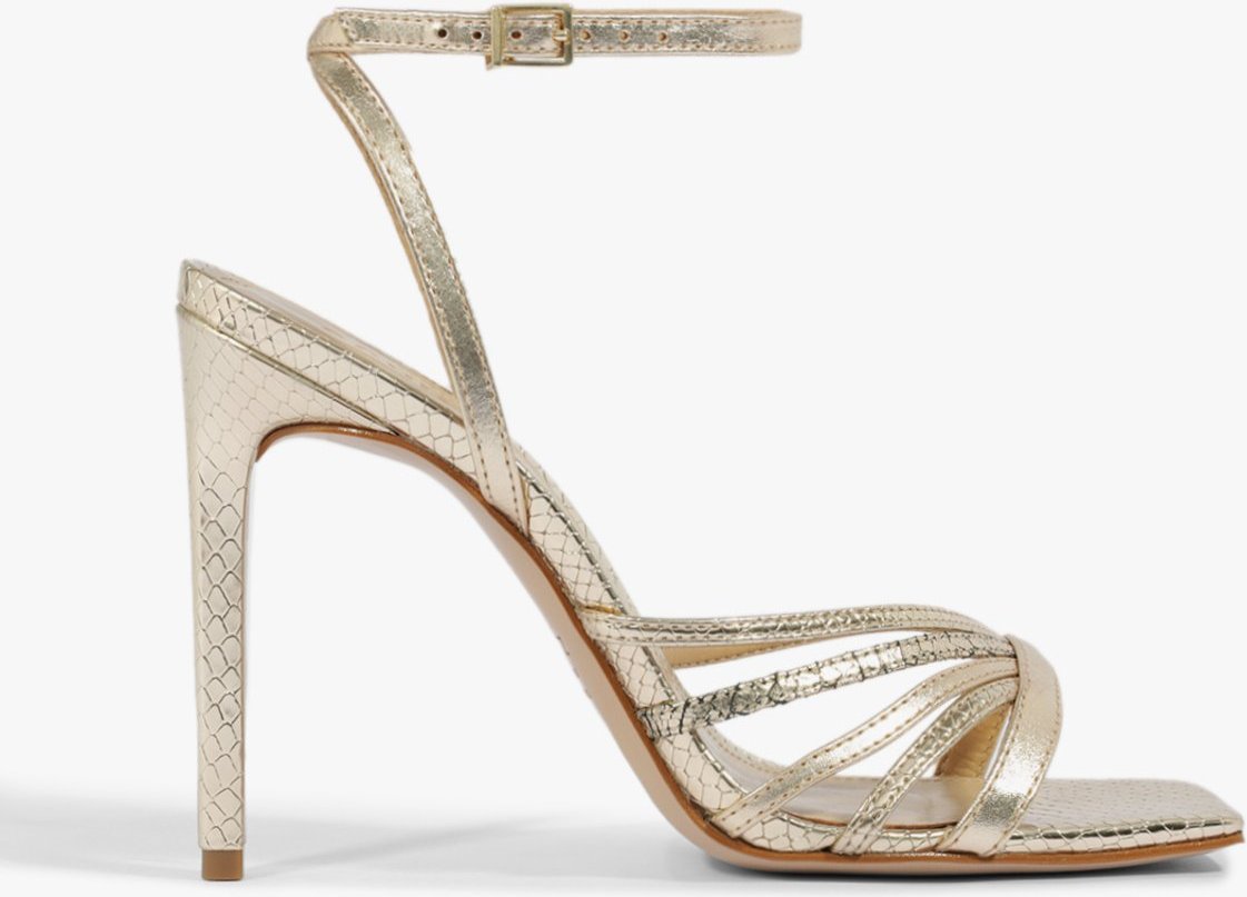 Imagem principal Sandália Salto Alto Tiras Metalizada Dourada Dourado Dourado