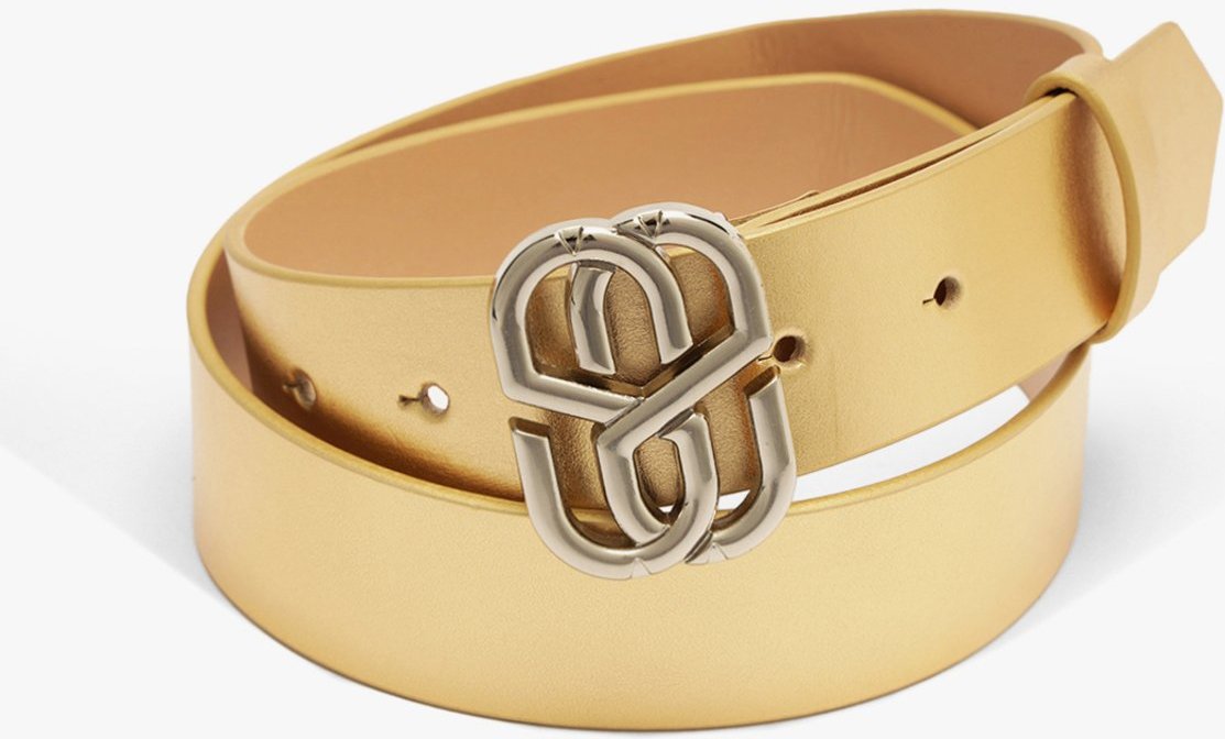 Cinto Emblem Couro Dourado