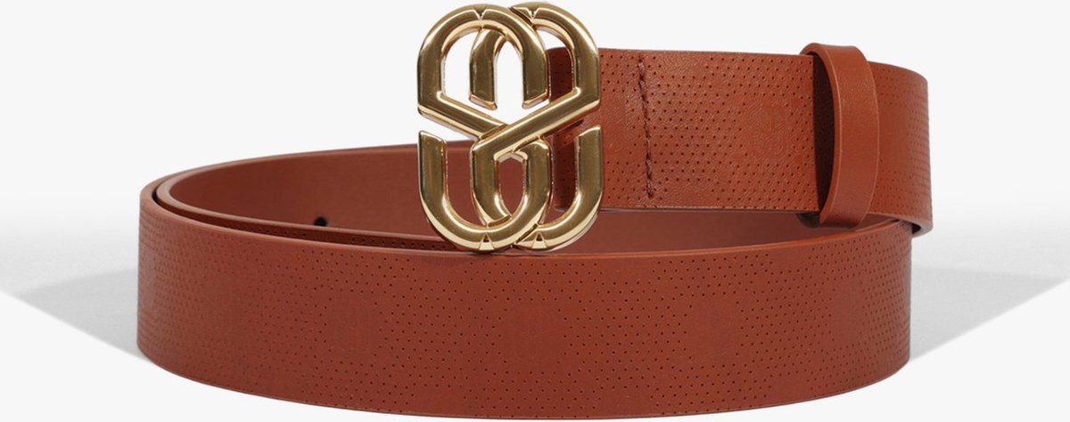 Cinto Emblem Monograma Couro Caramelo | Schutz