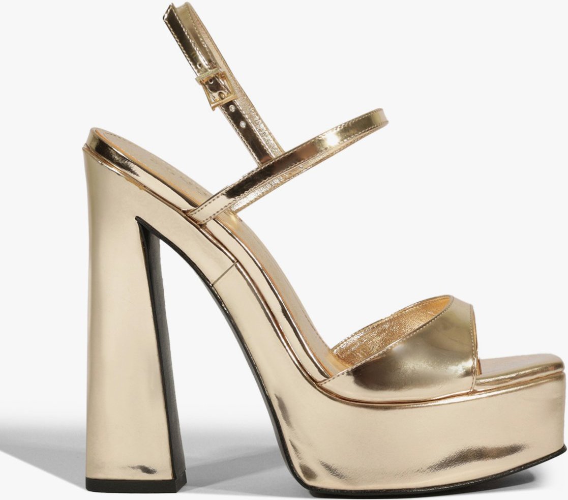 Imagem principal Sandália Plataforma New Wedge Couro Dourada Efeito Espelhado Schutz Dourado Schutz Dourado