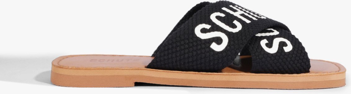 Imagem principal Sandália Rasteira X Schutz Logo e Branco Preto Preto