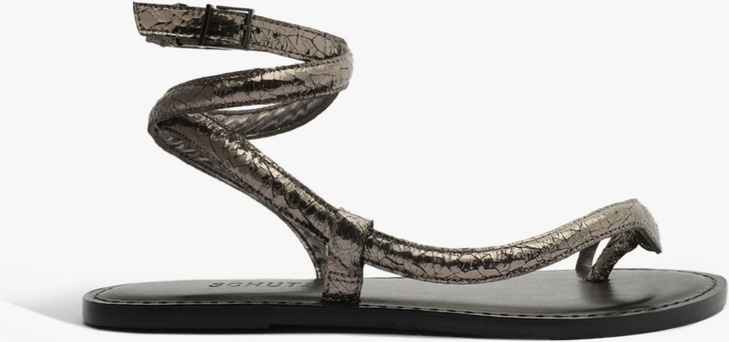 Imagem principal Sandália Rasteira Courtney Couro Metalizada Preta Unissex Unissex