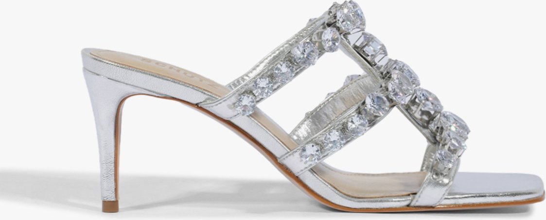 Imagem principal Sandália Mule Salto Médio Glam Prata Prata