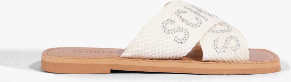 Sandália Rasteira X Schutz Logo Branca