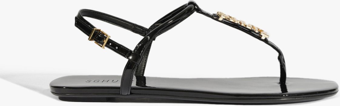 Imagem principal Sandália Rasteira Crystal Schutz Logo Preta Preto Schutz Preto