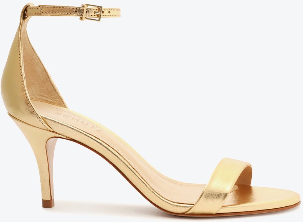Imagem principal Sandália Gizele Salto Médio Couro Dourada Schutz Dourado Schutz Dourado