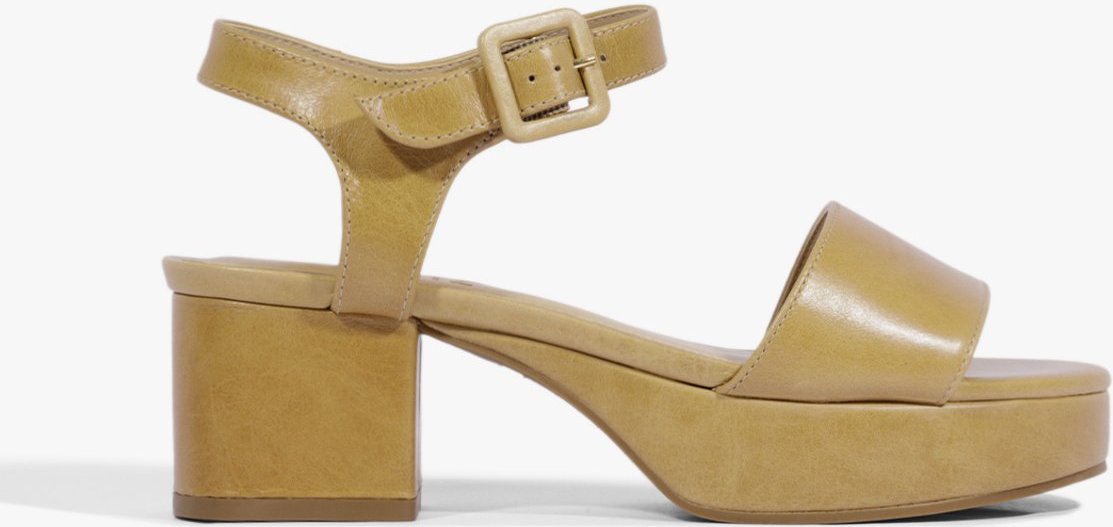 Imagem principal Sandália Salto Bloco Steffi Camurça Bege | Schutz Schutz BR Marrom Schutz BR Marrom