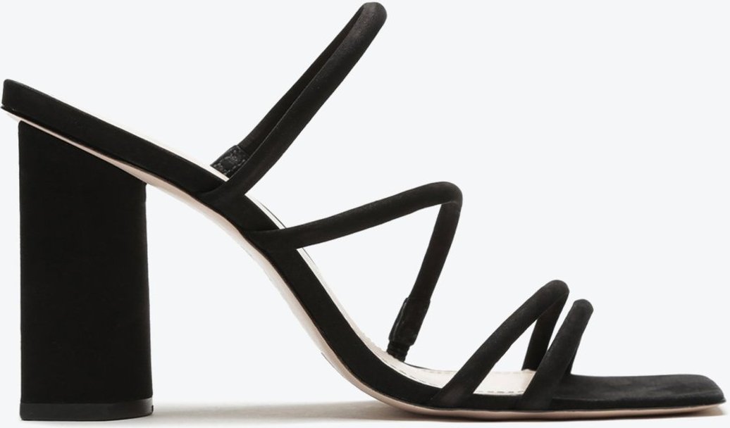 Imagem principal Sandália Salto Bloco Alto Camurça Preta Preto Preto