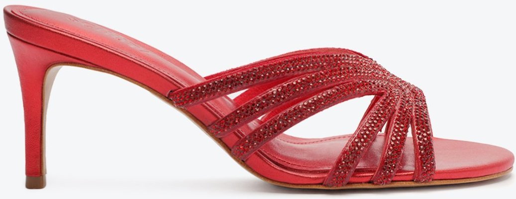 Mule Salto Médio Fino Vermelha