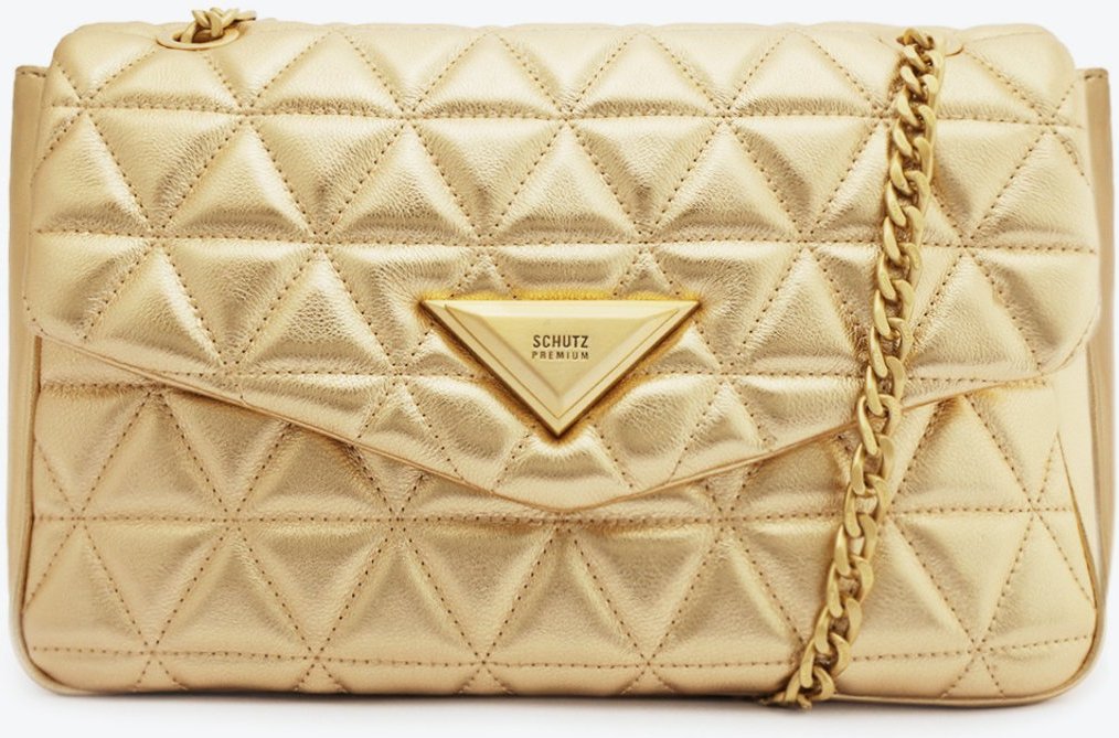 Imagem principal Bolsa Tiracolo Média Couro Matelassê Platina Schutz Dourado Schutz Dourado