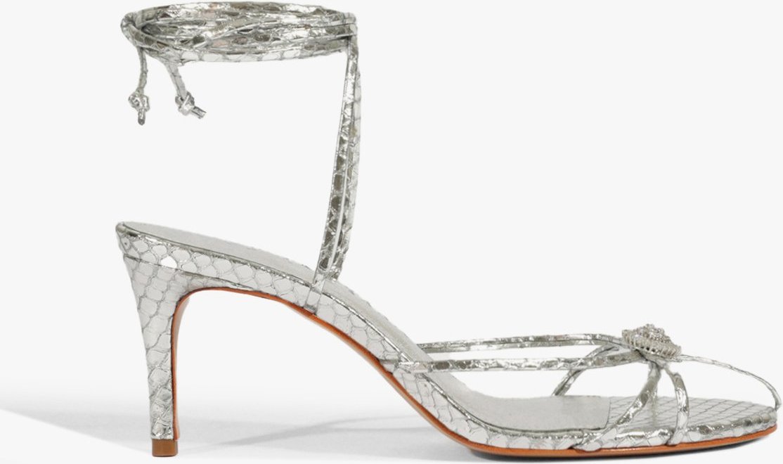 Imagem principal Sandalia Salto Alto Metalizada com Amarração | Schutz Schutz BR Prata Schutz BR Prata