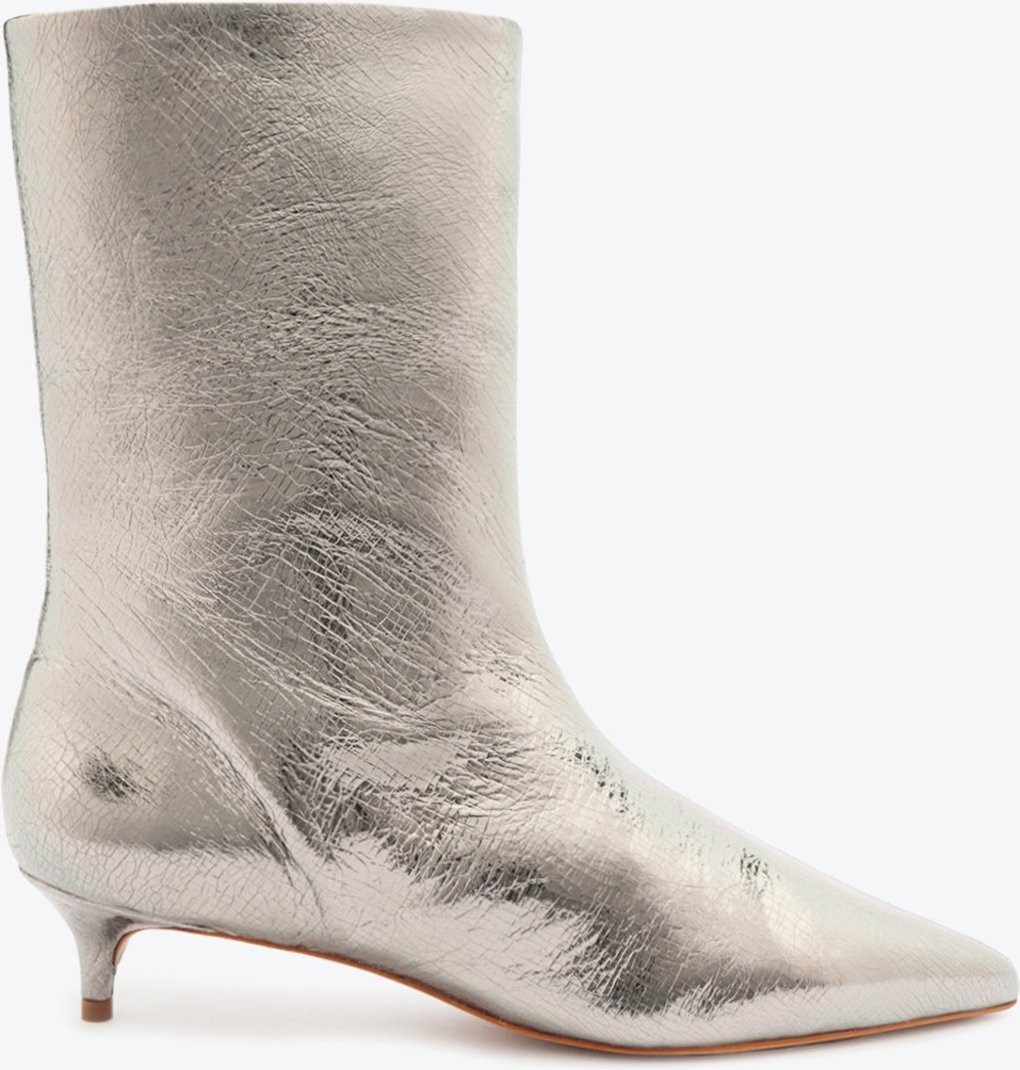 Imagem principal Bota Cano Médio Salto Kitten Couro Prata Prata